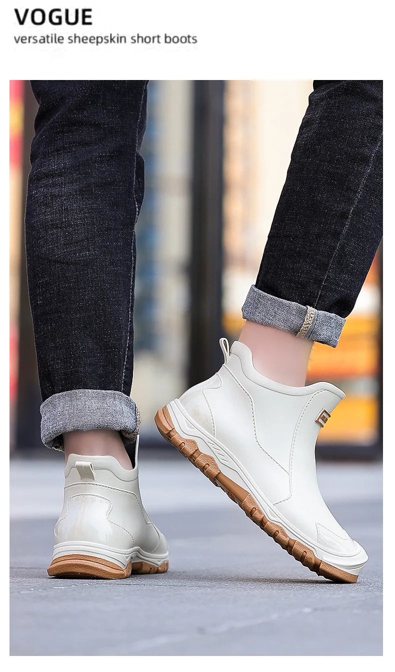 Men’s Waterproof Wear-Resistant Rubber Short Boots